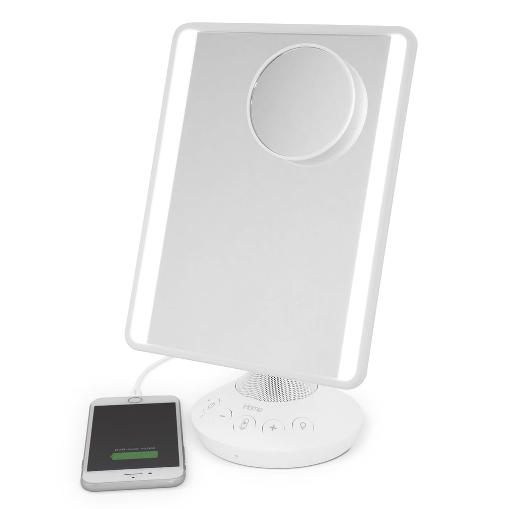 iHome Mirror With Bluetooth Audio, LED Lighting, 10x Magnification, Siri & Google Support