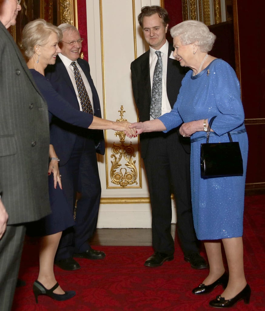Queen Elizabeth shook hands with Helen Mirren, who has portrayed her in the past.