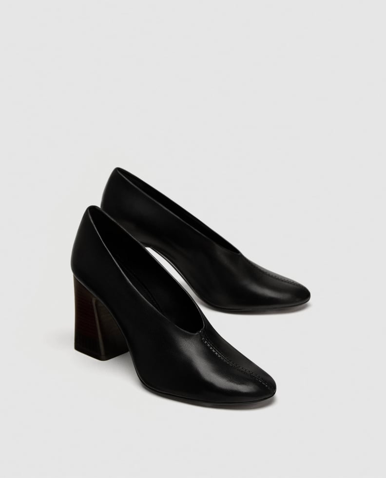 Zara V Vamp Soft Leather Court Shoes