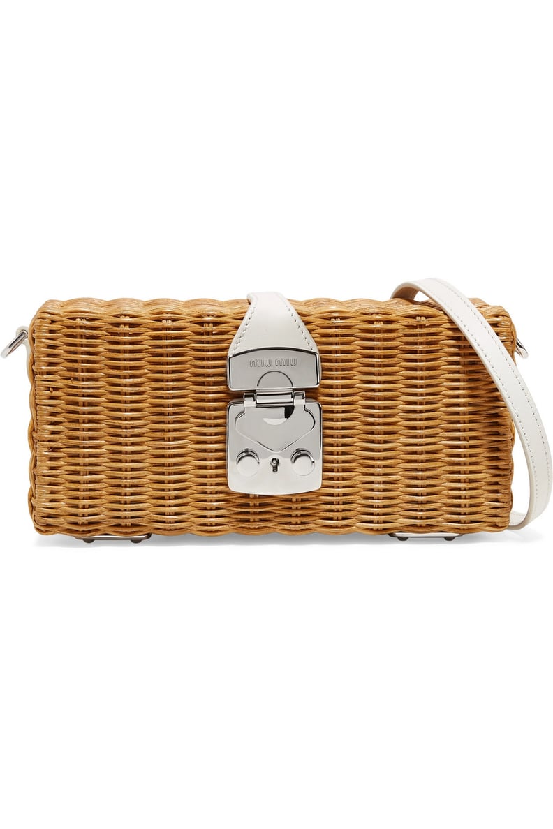 Miu Miu Midollino rattan and leather shoulder bag