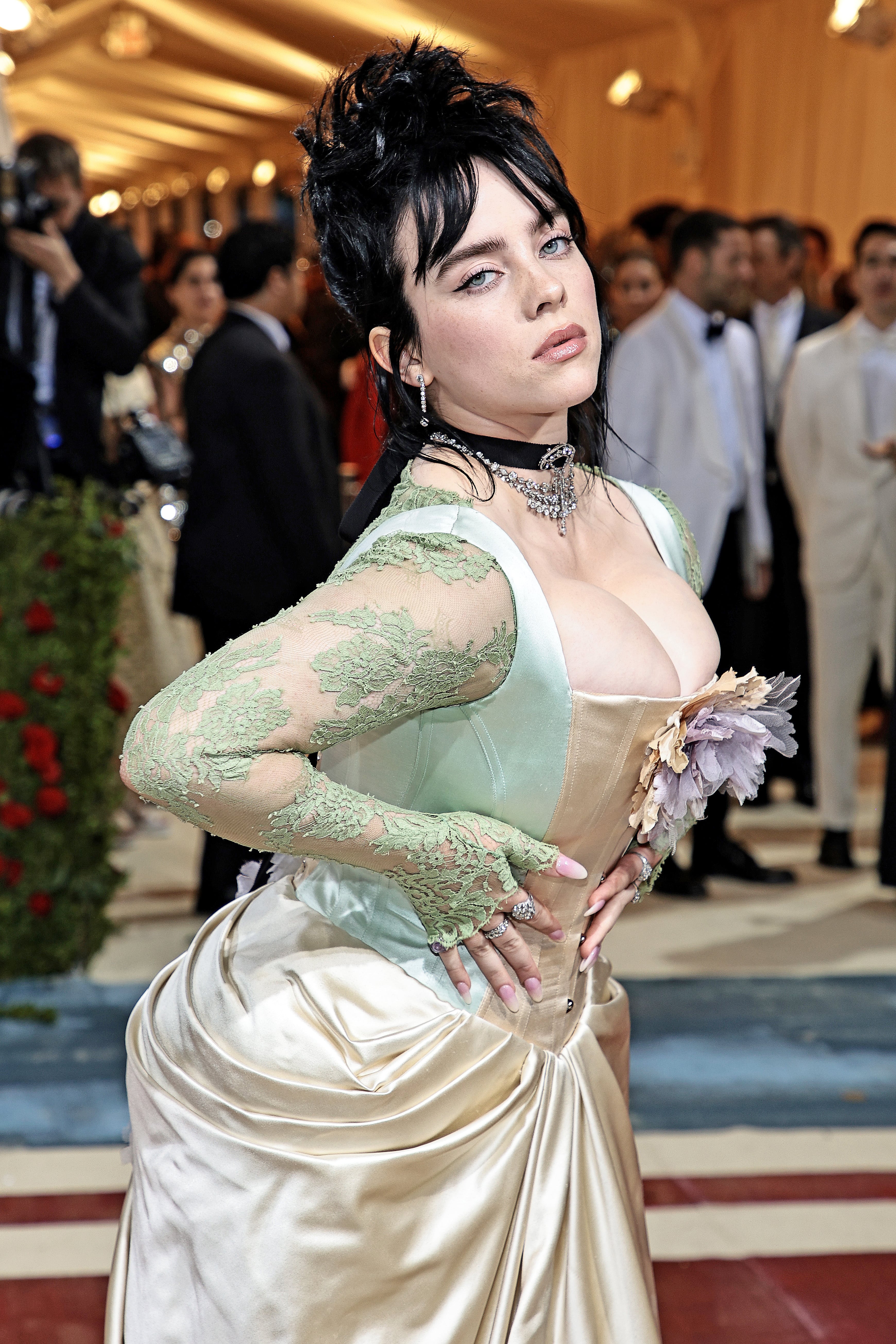 billie eilish corset dress Billie Eilish Wore A Silky Corset Gown at the 2022 Met Gala