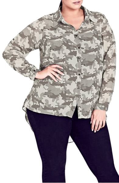 City Chic Camo Print Shirt