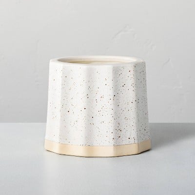 Hearth & Hand With Magnolia Pampas Wide Fluted Speckled Ceramic Seasonal Candle