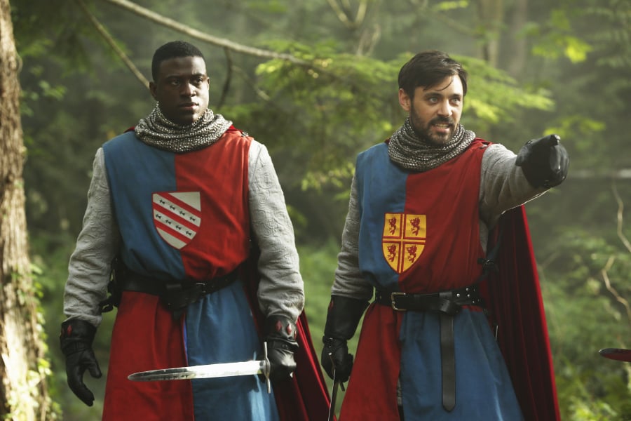 Sinqua Walls as Lancelot and Liam Garrigan as King Arthur.