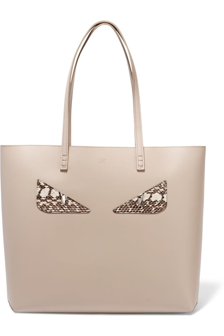 Fendi Shopper ElapheTrimmed Leather Tote (1,600) Cute Work Bags