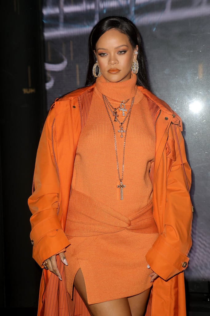 Rihanna's Orange Outfit at Fenty Event During Fashion Week