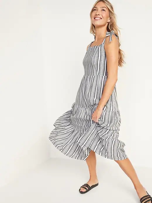 Old Navy Fit and Flare Sleeveless Striped Maxi Dress
