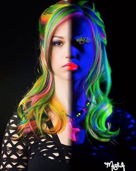 Glow-in-the-Dark Hair and Makeup Glow-in-the-Dark Hair and Makeup