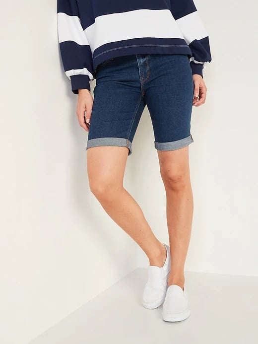 Old Navy Mid-Rise Dark-Wash Bermuda Jean Shorts