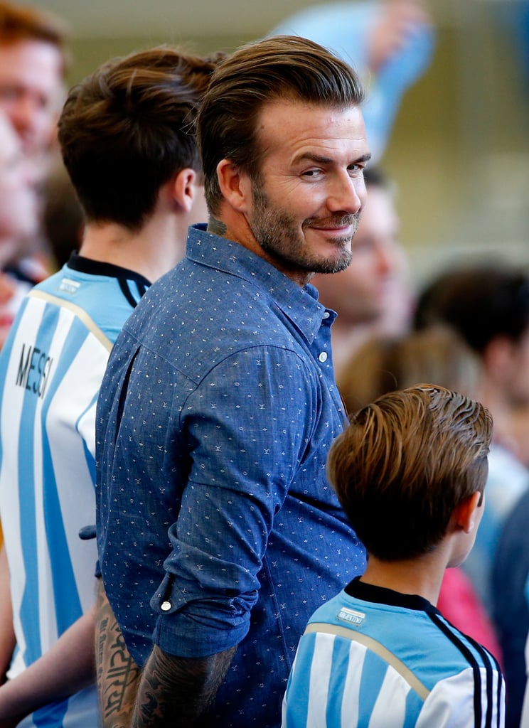 David Beckham hang out with his sons in the stands.
