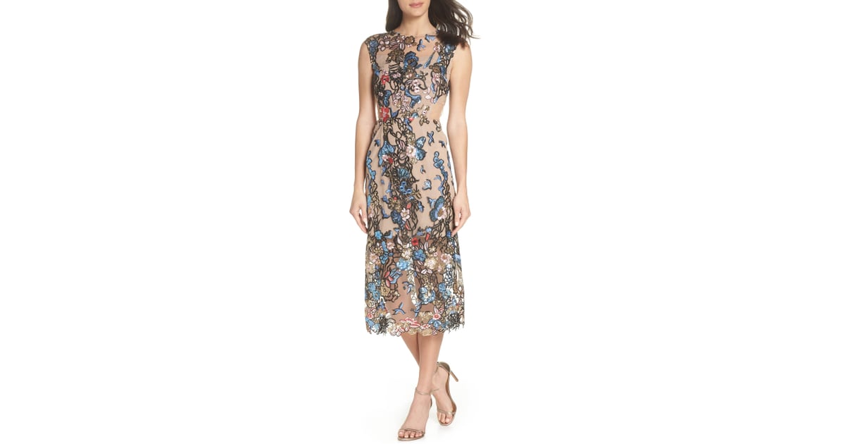 Bronx and Banco Bird of Paradise Sequin Embroidered Midi Dress | Queen ...