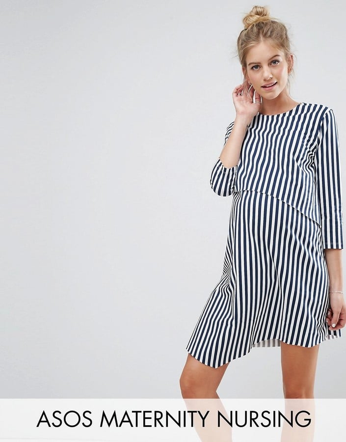 ASOS Maternity NURSING Double Layer Bodycon Dress In Stripe at