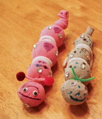 No-Sew Sock Caterpillars