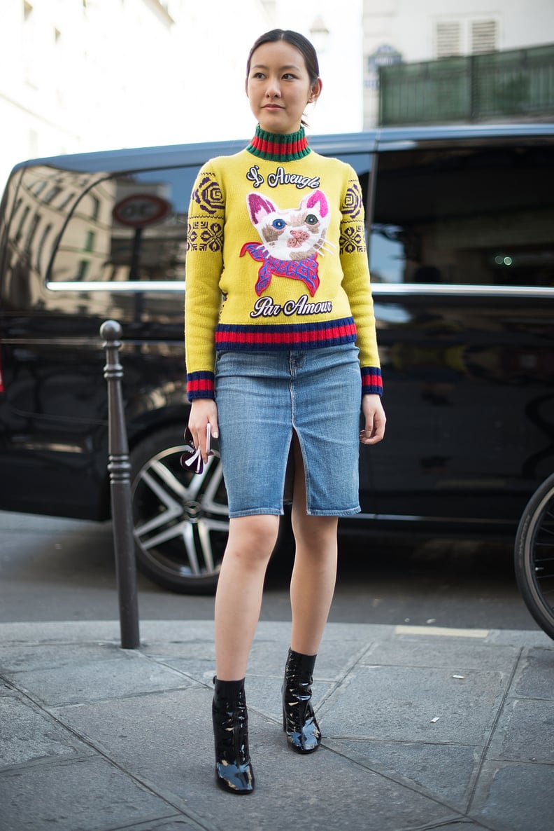 Style Your Black Ankle Boots With a Colorful Sweater