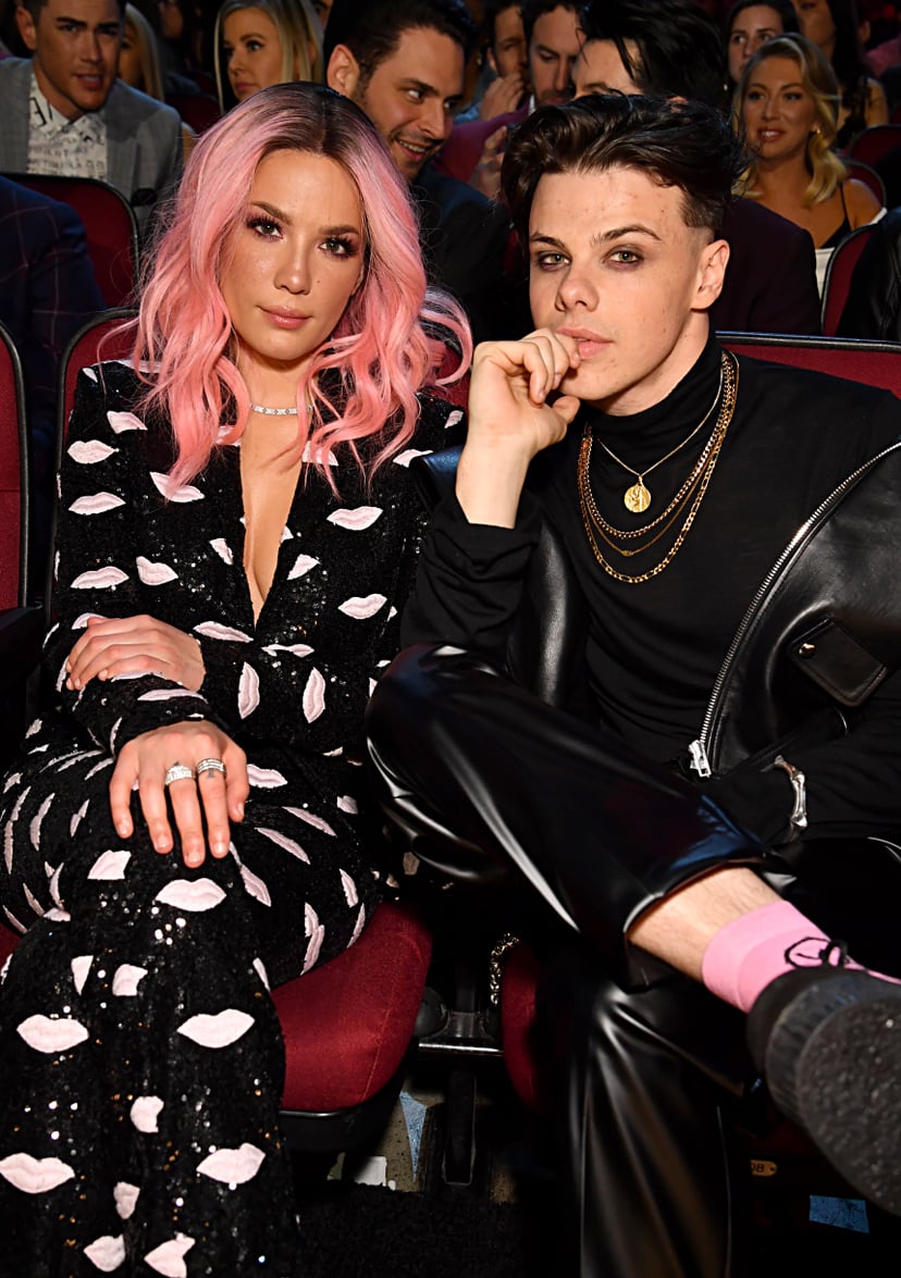 LOS ANGELES, CALIFORNIA - MARCH 14: (EDITORIAL USE ONLY. NO COMMERCIAL USE)  (L-R) Halsey and Yungblud attend the 2019 iHeartRadio Music Awards which broadcasted live on FOX at the Microsoft Theater on March 14, 2019 in Los Angeles, California. (Photo by 