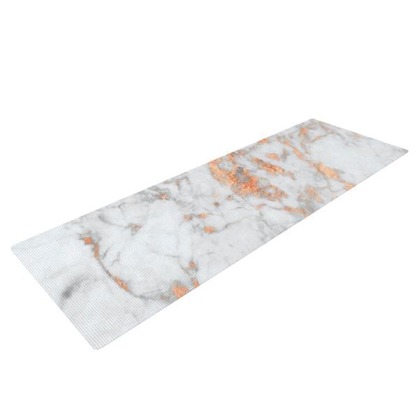 KESS Original "Rose Gold Flake" White Pink Yoga Mat