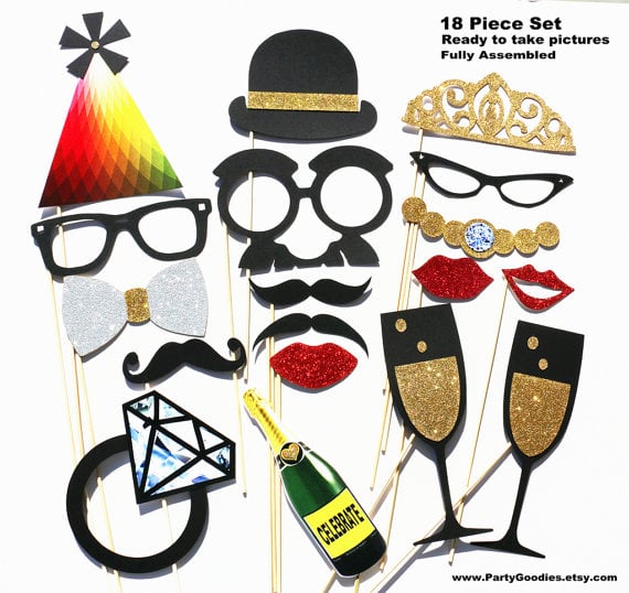 18-Piece Bridal Shower Photo Booth Props