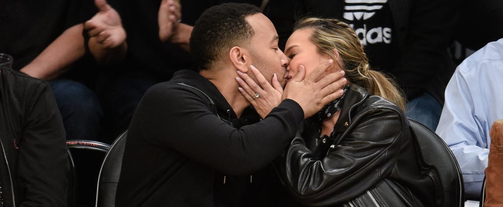 John Legend and Chrissy Teigen at Lakers Game March 2016