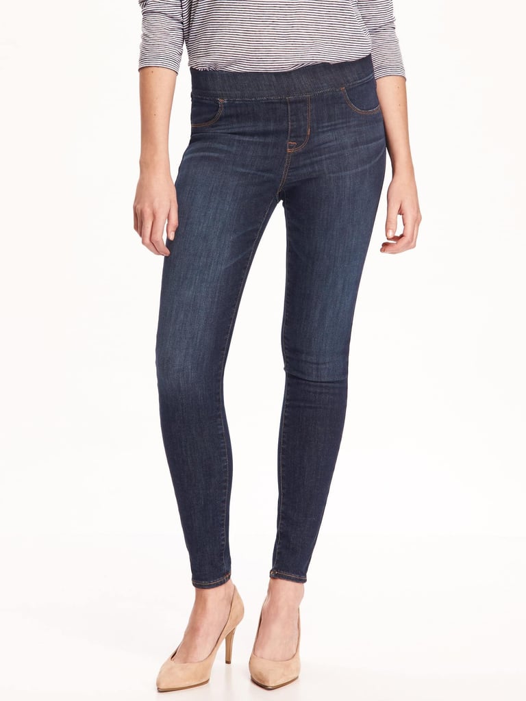 navy coated jeggings