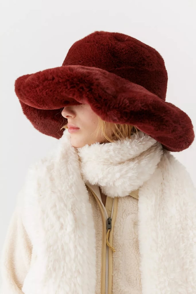 Winter Outfit Idea: Urban Outfitters Celine Wide Faux Fur Bucket Hat