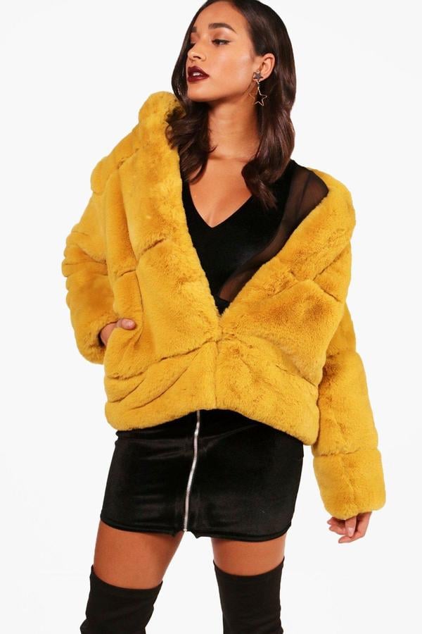 Boohoo Ellie Boutique Faux Fur Coat Gigi Hadid Yellow Furry Coat Popsugar Fashion Australia Photo 10