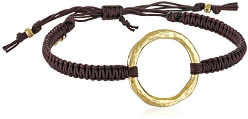 Tai Hand Braided Brown Cotton Adjustable Cord Open Circle Bracelet ($65)