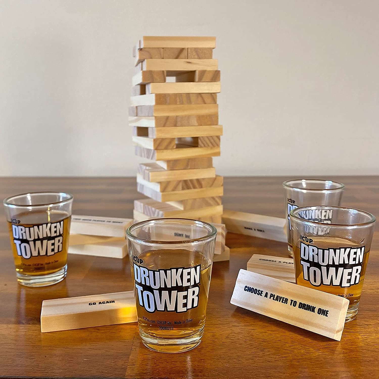 A Tower Of Fun Drunken Blocks Shot Glass Drinking Game Gag Gift White Elephant 