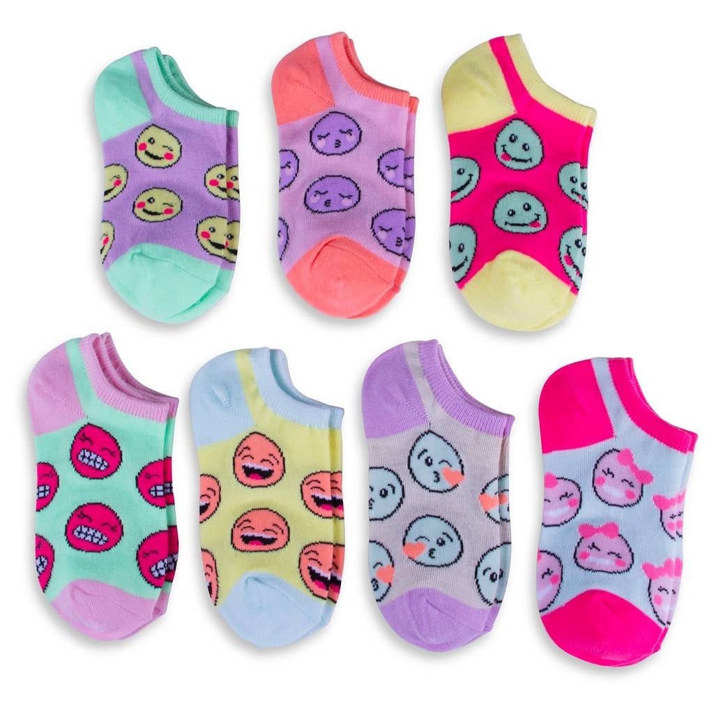 Smiley Face 7-Pack Low Cut Sock