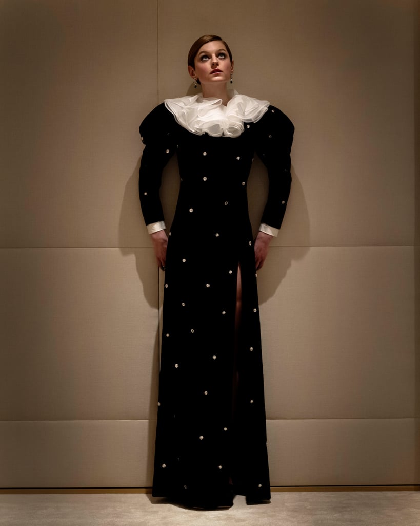 Emma Corrin's Velvet Miu Miu Dress at the Golden Globes