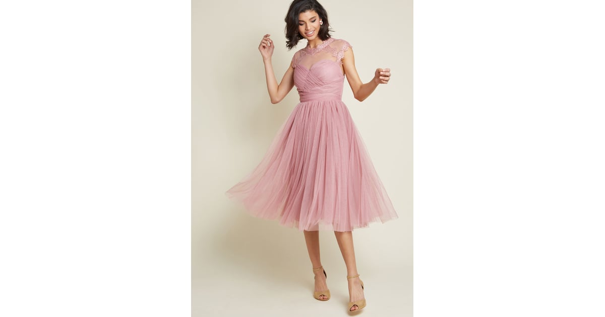 Emphasis on Opulence Fit and Flare Dress in Dusty Rose