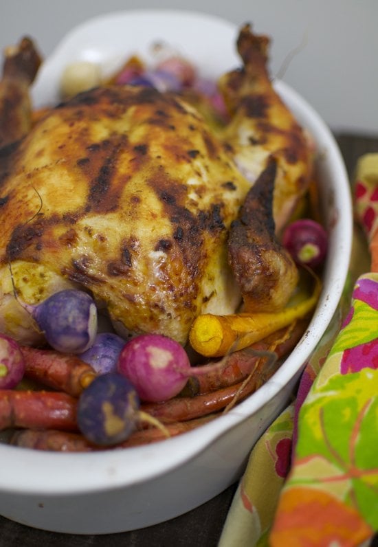 Whole Roast Chicken With Spring Vegetables