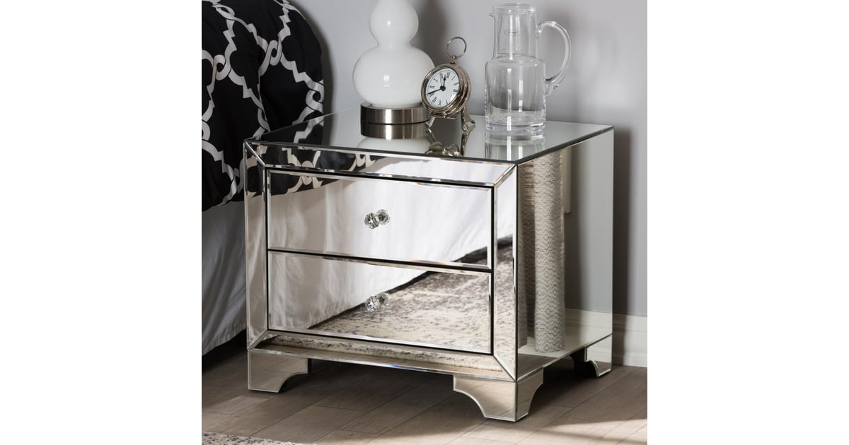 Baxton Studio Farrah 2Drawer Silver Metallic Nightstand Cute Nightstands With Drawers