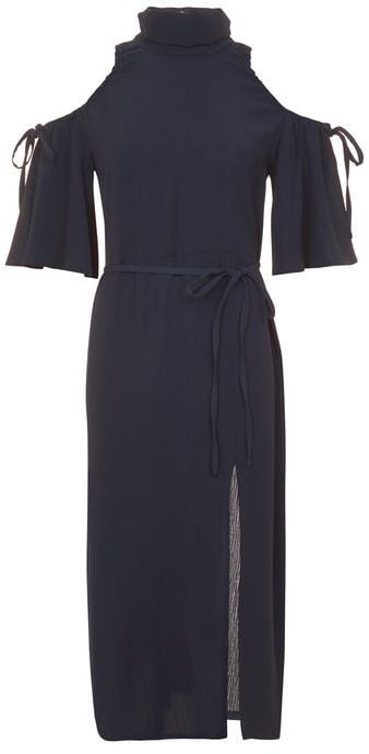 Navy is the new black and the high-neck style is in, which is why this dress is right on trend ($95).