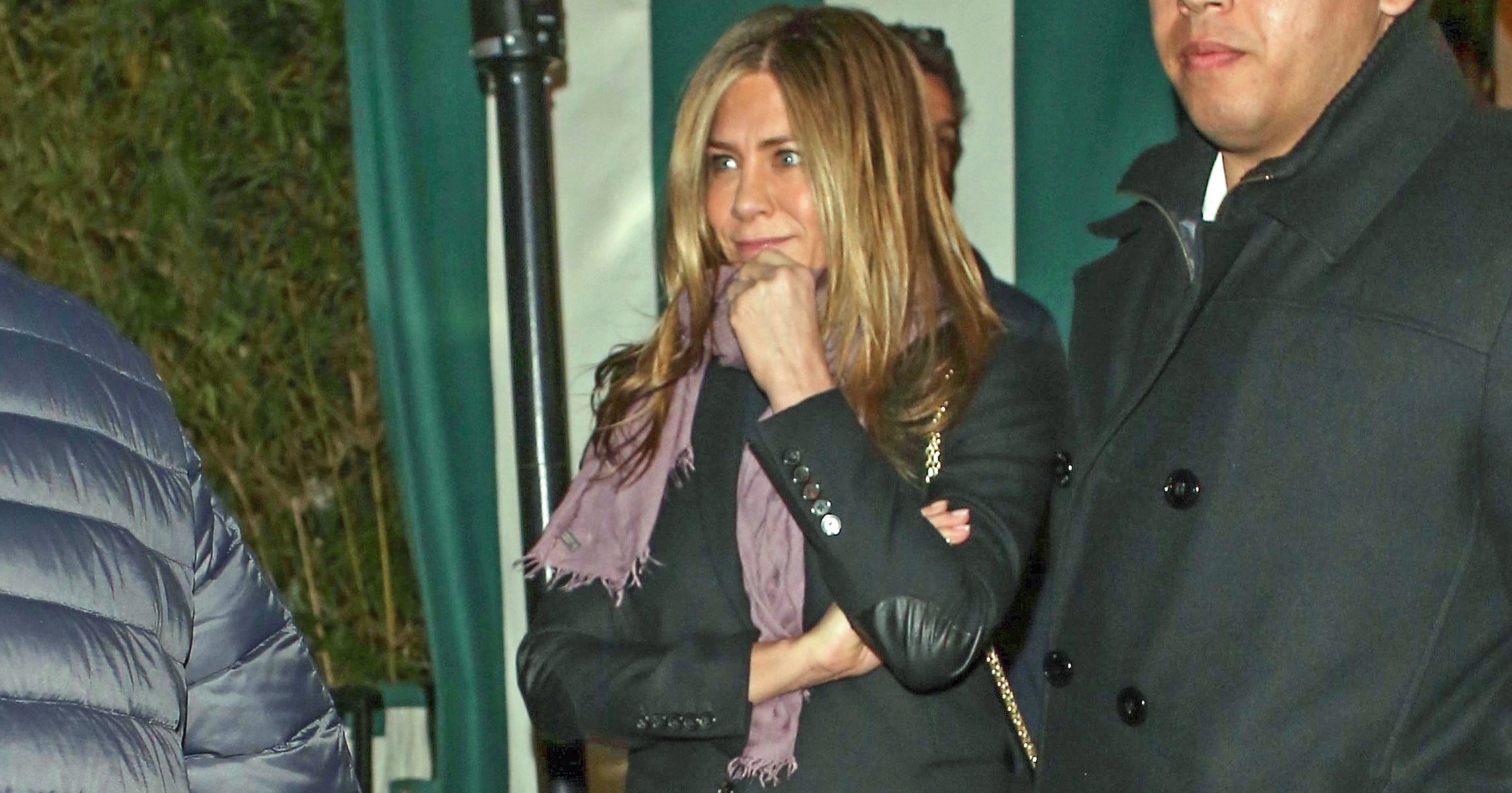 Jennifer Aniston Styles Leather Pants With Platform Oxfords
