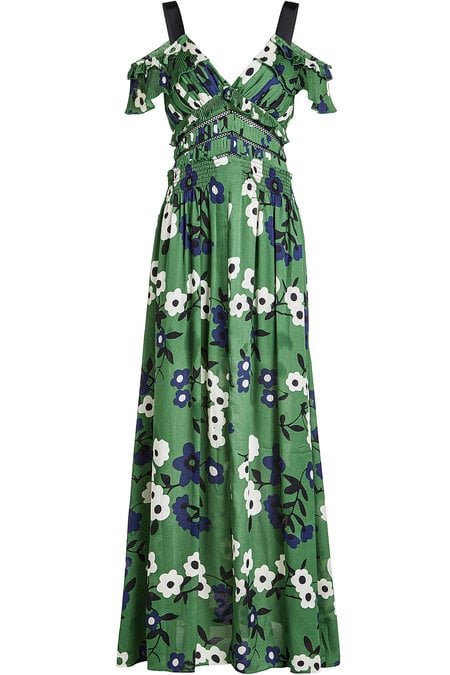Self portrait cold shoulder floral printed dress in green store
