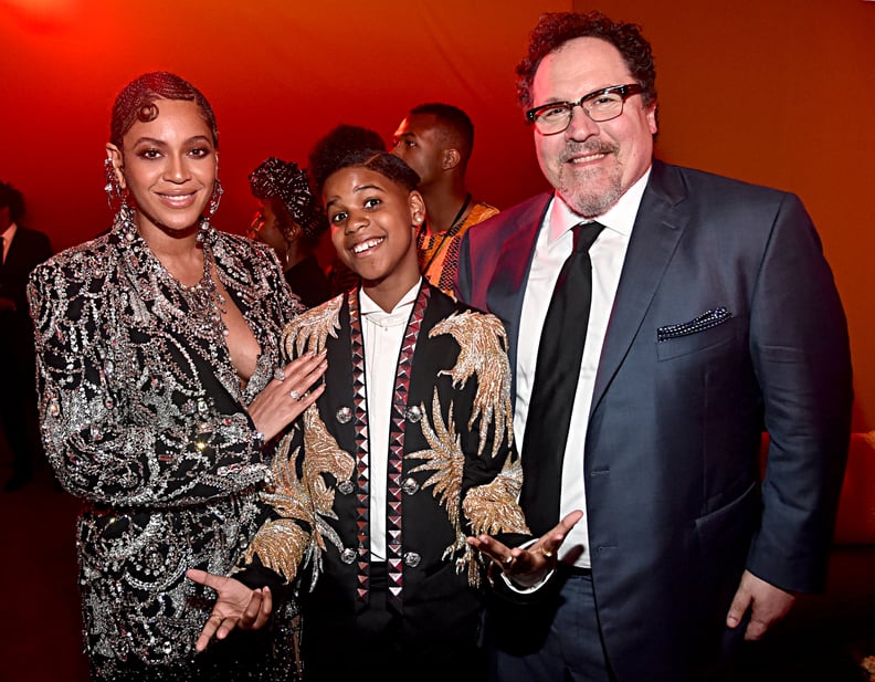 HOLLYWOOD, CALIFORNIA - JULY 09: (L-R) Beyonce Knowles-Carter, JD McCrary and Director/producer Jon Favreau attend the World Premiere of Disney's 