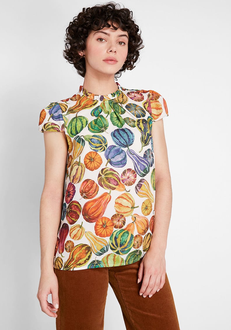 Fancied Flair Cap-Sleeved Blouse