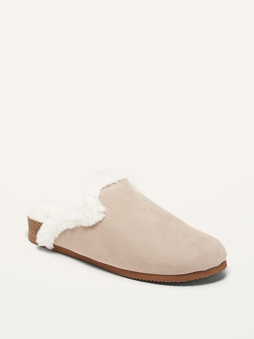 Faux-Fur Lined Slip-On Mule Slides