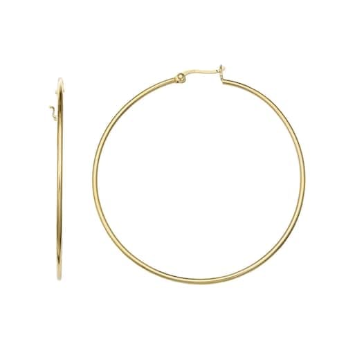 PRIMROSE 18k Gold Over Silver Thin Polished Hoop Earrings, Easy Outfits:  This $37 Fuzzy Sweater Looks Too Cool With Faux-Leather Pants for Fall and  Winter