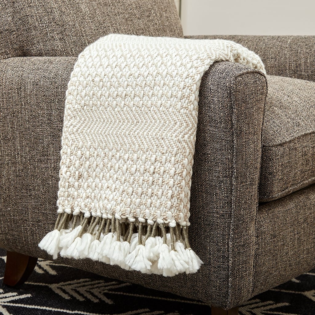 Rivet Modern Hand-Woven Stripe Fringe Throw Blanket