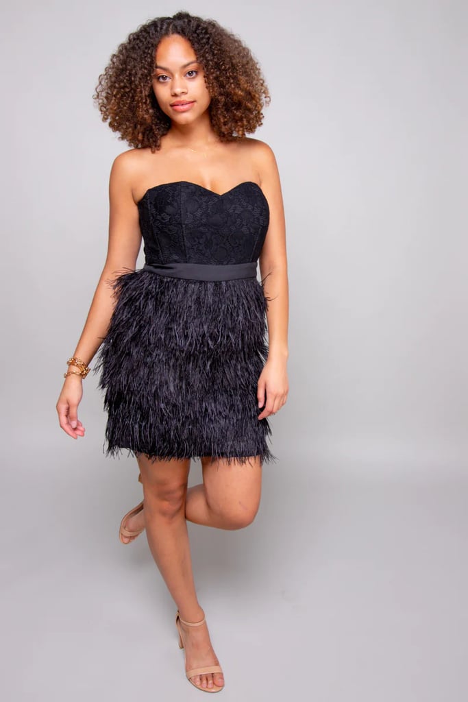 Black Feathered Dress For Halloween Costume