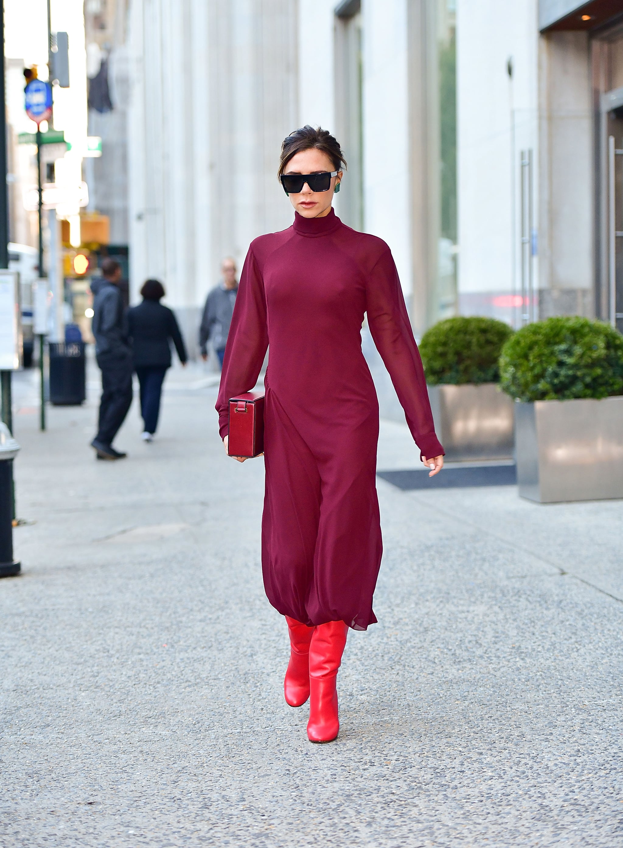 burgundy and red outfit