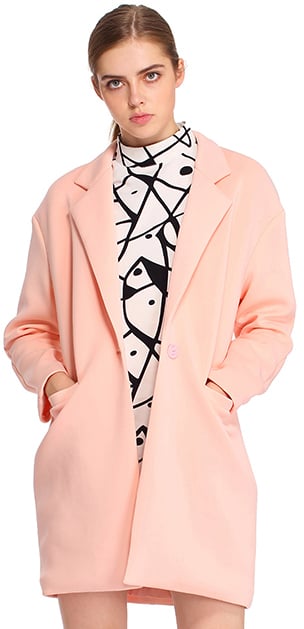 Romwe Lapel Pink Coat