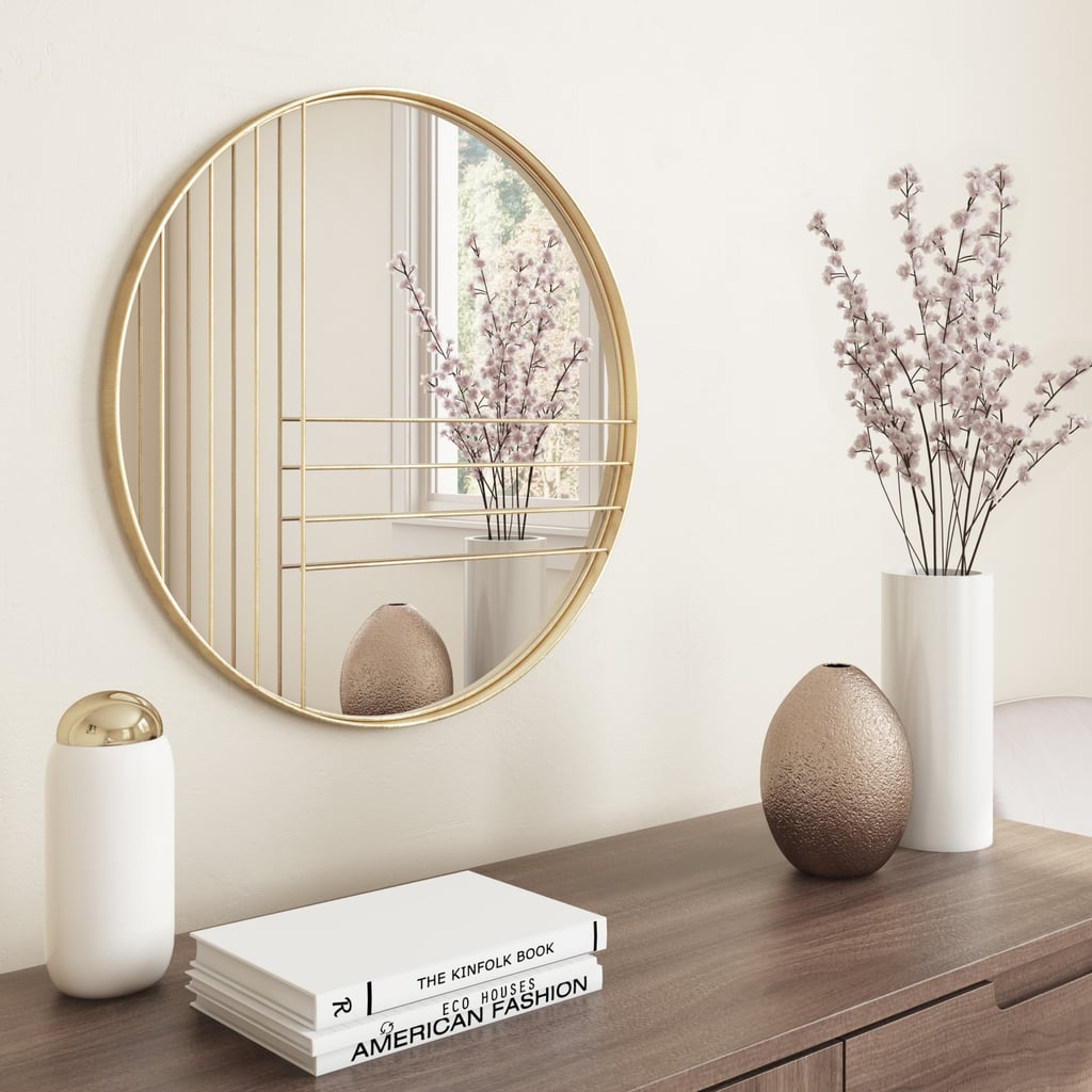 Aspire Home Accents Damis Modern Gold Leaf Metal Round Wall Mirror