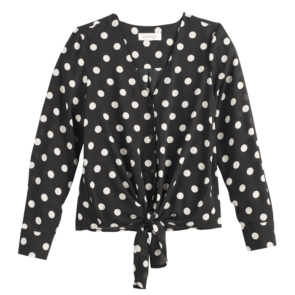 POPSUGAR Knot-Front Long Sleeve Top