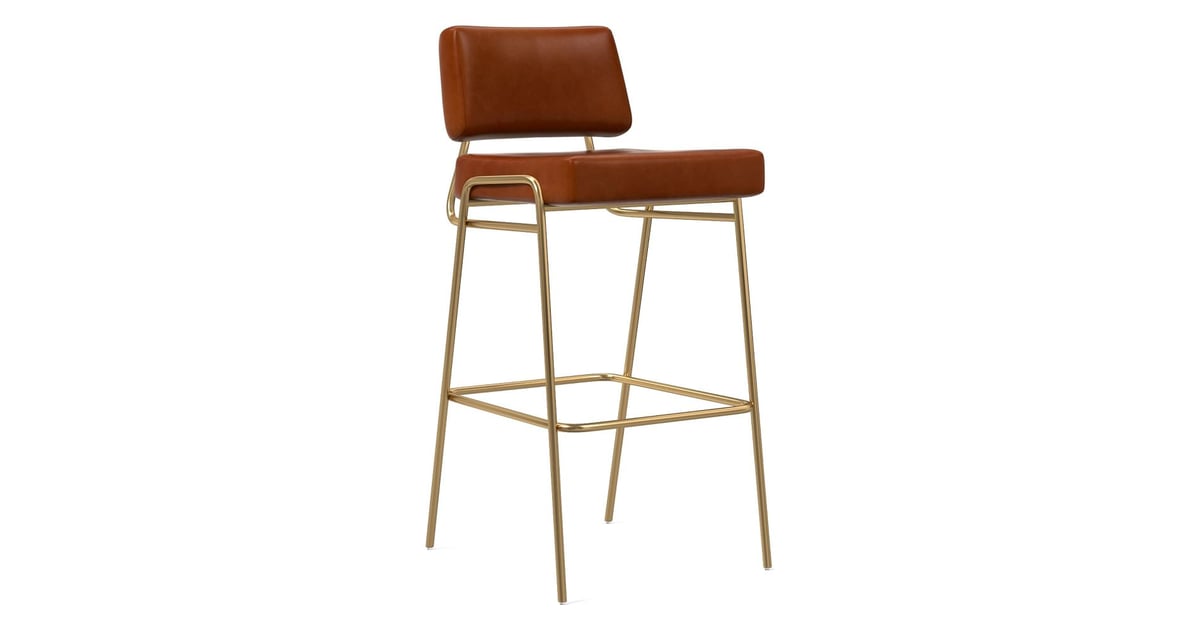 A Leather Bar Stool West Elm Wire Frame Leather Bar and Counter Stool