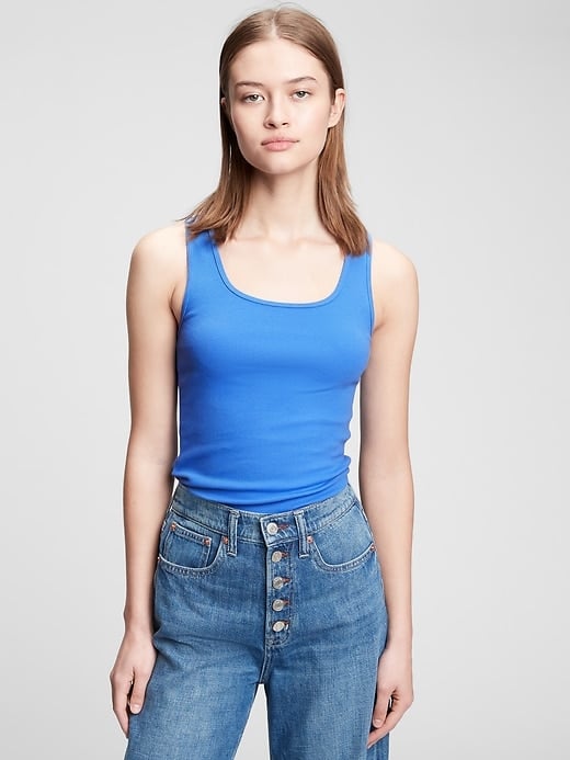 Gap Ribbed Tank Top Zoë Kravitz Wears a Green Telfar Bag and Slip