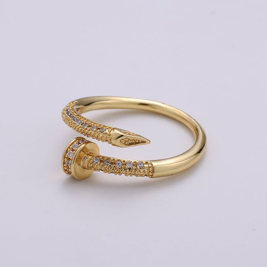 Dainty Gold Spiral Nail Ring