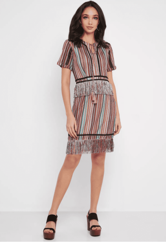 Iconic – Fringe Detail Striped Dress