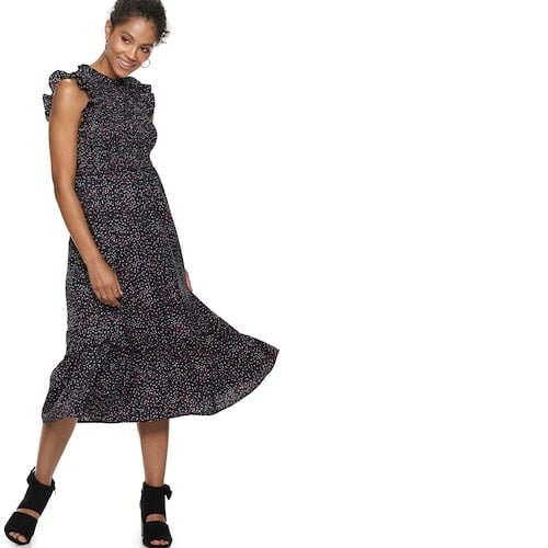 POPSUGAR at Kohl's Ruffle Smocked Midi Dress How to Wear Neon Trend